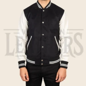 Maxwell Black & White Hybrid Varsity Jacket