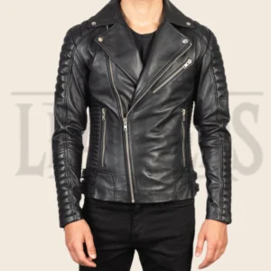 Ryan Black Leather Biker Jacket