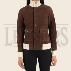 Bianca A1 Mocha Suede Bomber Jacket