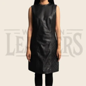 Celestia Black Leather Dress