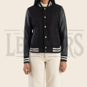 Elodie Black Hybrid Varsity Jacket
